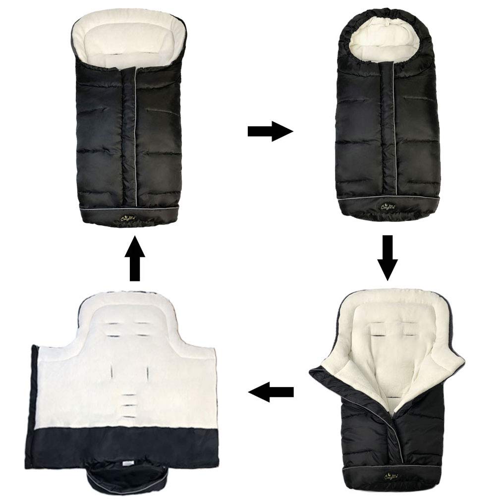 Cozy Baby Sleeping Bag, Toddler Stroller Footmuff, 5 Way Zippers Style for Baby Easy in&Out, Extension Cozy Toes Fits Baby Grows, Foldable with Stroller, Multi-Function, Black : Baby