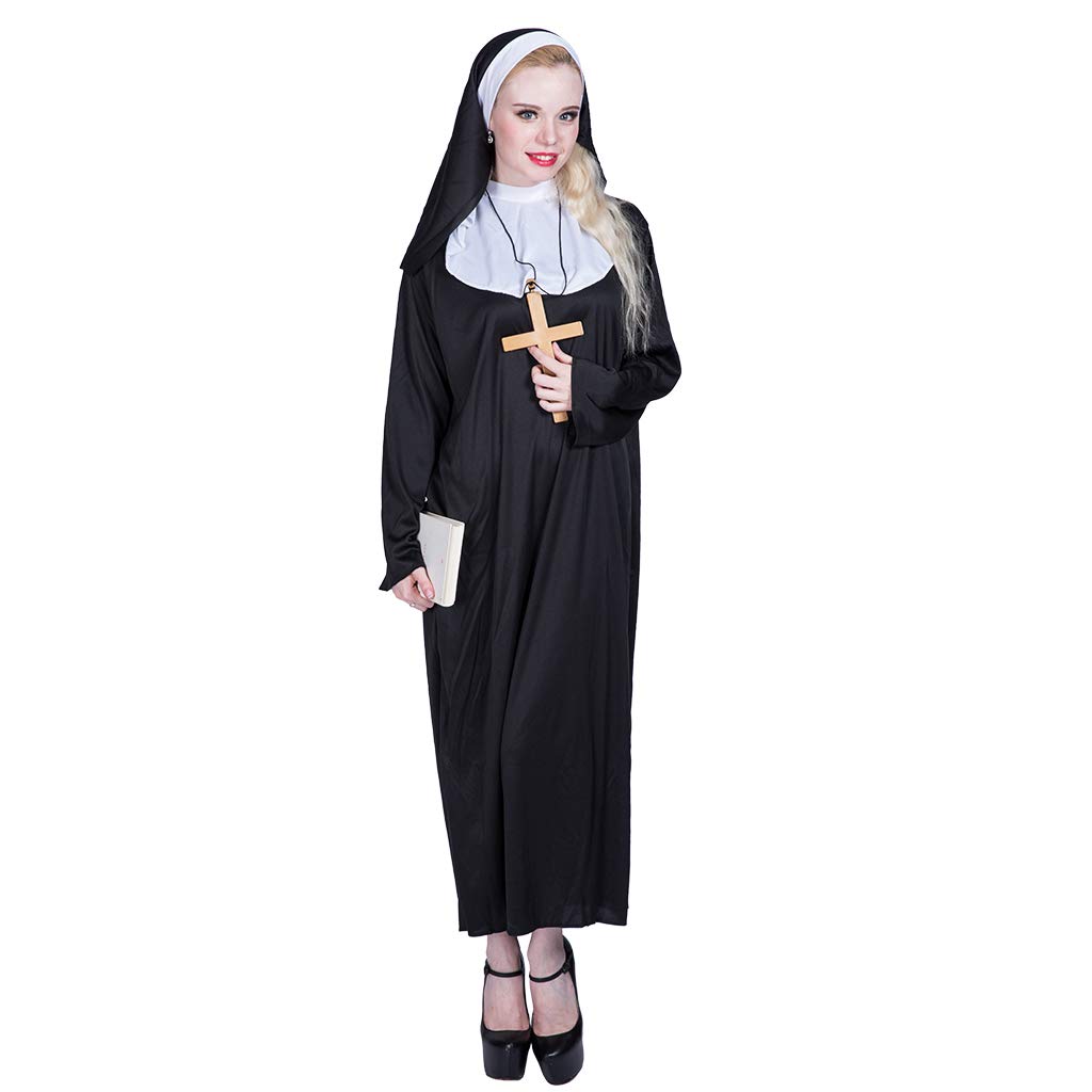 EraSpooky Women's Nun Costume Fancy Dress Cosplay Halloween Party Outfit for Adult
