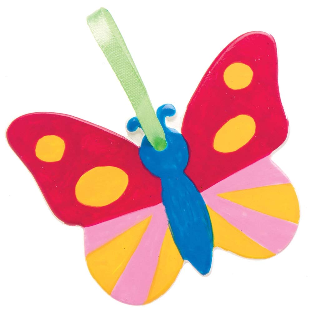 Baker Ross AT875 Butterfly Ceramic Decorations - Pack of 5, for Kids Arts and Crafts Projects Green,Pink, Multicolored, 10.5 cm - Image 5