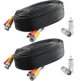 Postta BNC Video Power Cable (2 Pack 50 Feet) Pre-made All-in-One Video Security Camera Cable Wire with Four Connectors for CCTV DVR Surveillance System