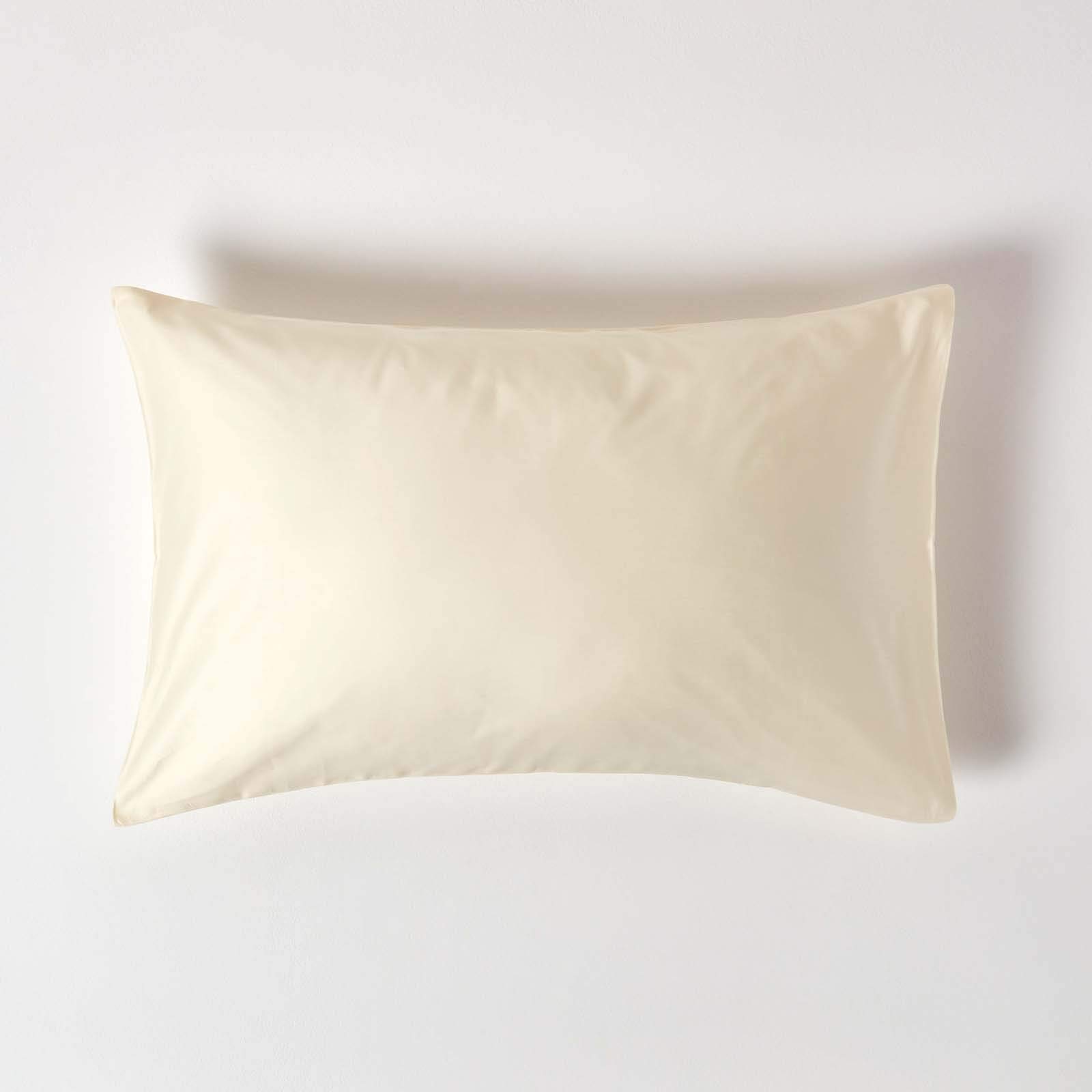 HOMESCAPES Cream Organic Cotton Pillowcase Standard Size 400TC 600 Thread Count Equivalent Housewife Pillow Case