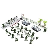 EASYWAY Landing Craft Toy and Tanks with Green Army Men for Boys Present