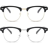aisswzber Fashion Vintage Classic Semi-Rimless Half Frame Clear Lens Glasses