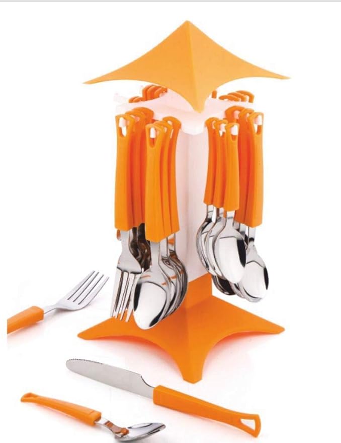 GIMFRACutlery Spoon, Fork & Knife Set with Stand (25 Pieces) for Home