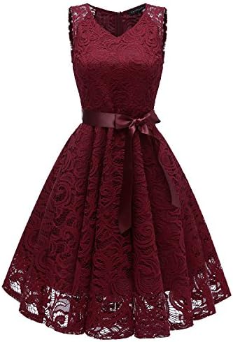 SOVIYAS Women's Retro Floral Lace Cap Sleeve Vintage Swing Bridesmaid Dress