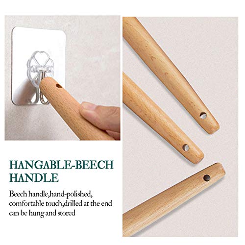 K Kwokker 9 Pieces Silicone Kitchen Cooking Utensils Set,Wooden Handle Cooking Kitchen Accessories Tool Set,Heat-resistant Soup Ladle Spoon Slotted Shovel Turner Spatula Egg Whisk Kitchen Tool