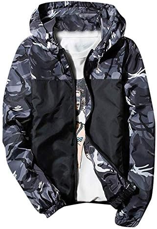 Men's Casual Raincoat Plus Size Camouflage Waterproof Windproof Hooded Jacket Coat Overcoat