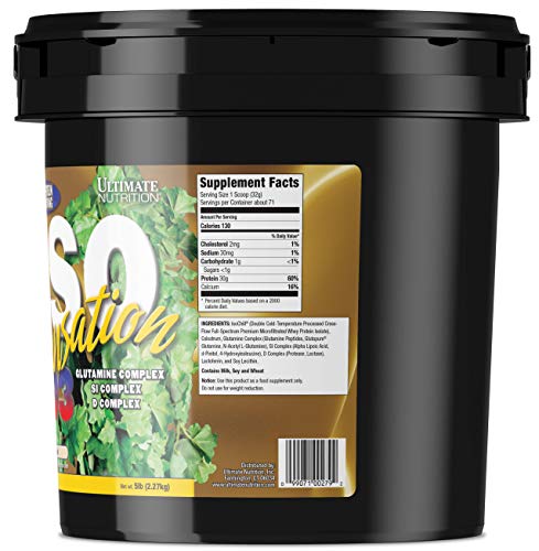 Ultimate Nutrition ISO Sensation 93 100% Whey Protein Isolate Powder with 30 Grams of Protein - Low Carb, Keto Friendly, Natural, 5 Pounds