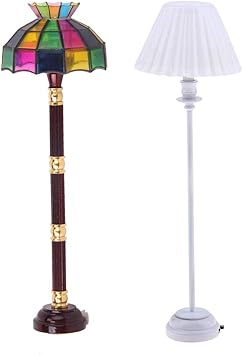 CUTICATE 2Pcs 1:12 Puppenahus Miniature LED Stehleuchte Lichter Modell