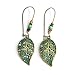 QIHOO Vintage Green bronze Engraving Dangle Hook Earrings for Women and Girls (Leaves)