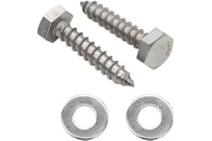 Evecad 25PCS 1/4" x 1-1/4" Hex Head Lag Screws, Stainless Steel Lag Bolts, Heavy Duty Lag Bolts, Washers Included