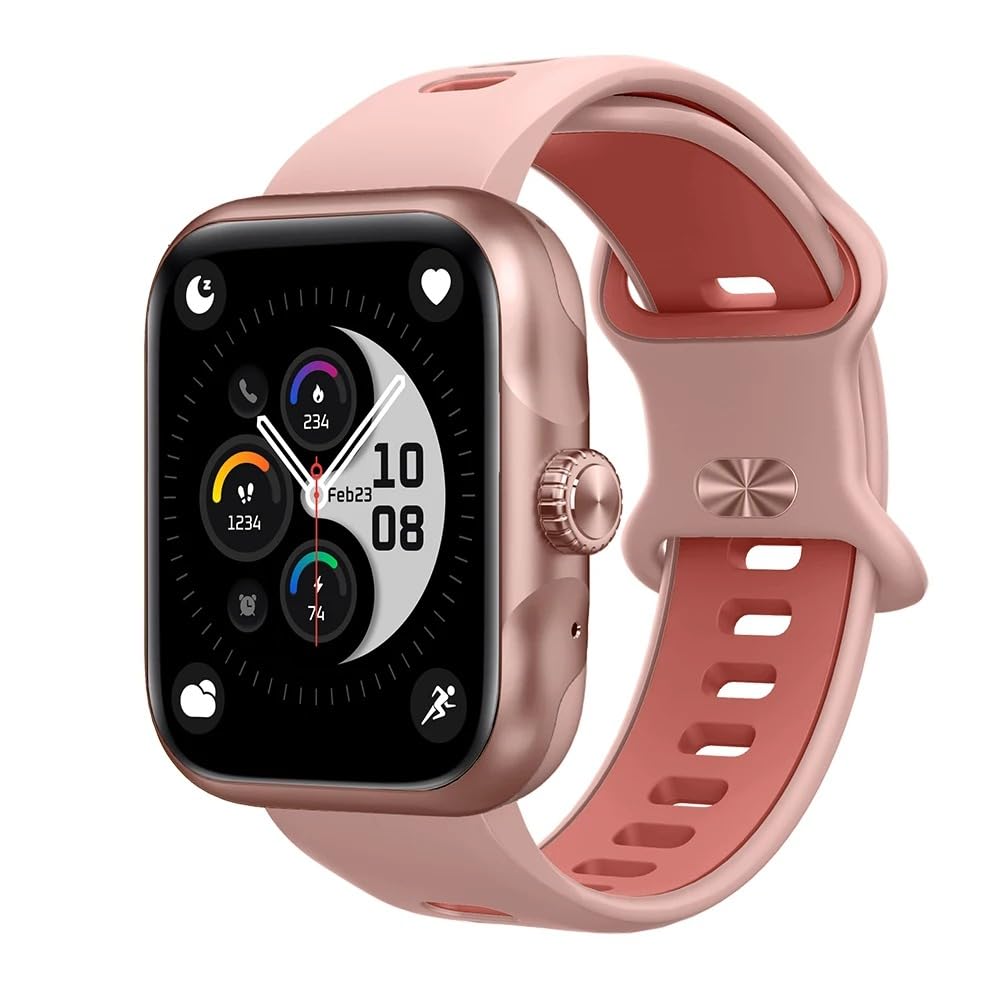 Chillitech Smart Watch 1.78'' HD Screen Fitness Tracker with GPS, Optical Crown, Heart Monitor, Music Player, Call & Text Notifications, App included for Android Phones & iPhone (Pink)