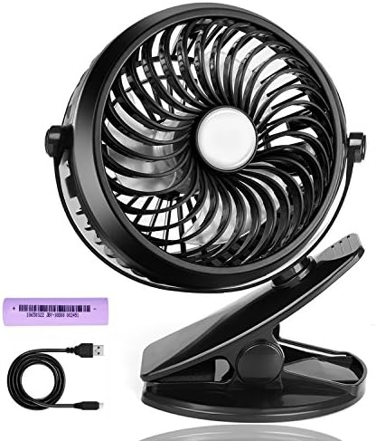 GuckZahl Clip Fan, Battery Operated Fan, 2000 Mah Battery or USB Powered, Small Personal Fan with adjustable Speeds for Office, Dorm and Outdoor Activity, Black