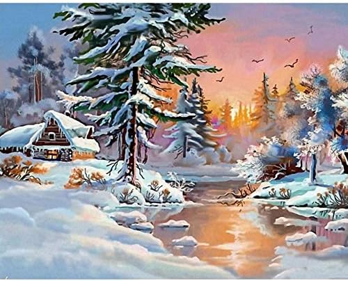 5D Diamond Painting Tool Full Drill Diamond Paint Sunset Snow Scene, Vertily Paintings DIY for Art Wall Home Decor,Crystal Prime Diamond Painting Kit s for Kids - 40×30cm