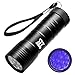 UV Torch, TechRise 12-Led LED UV Flashlight Pets Blacklight Dogs/Cats Urine Detector, Ultraviolet Flashlight Find Dry Stains on Clothes, Carpets or Floor