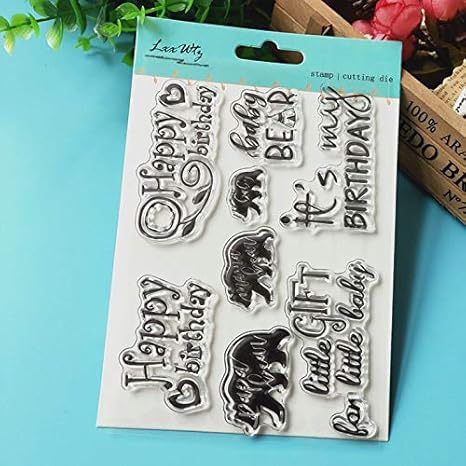 Amazon Co Jp ラブリーベアヴィンテージ透明ソフトシリコンスタンプ子供キッズdiy手作りスクラップブックフォトアルバムクラフトデコレーション ホーム キッチン