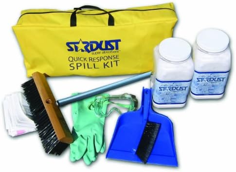 Stardust Spill Products D710 Quick Response Spill Kit Includes Heavy Duty Duffle, 2 Dispenser 3 lb, PPE Kit, Broom Head, Broom Handle, Dust Pan, 10 Disposal Bags