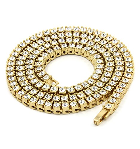 Mens & Lady Gold Tone Tennis Iced Out 20