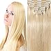 200g Real Triple Weft Extra Thick Clip in 100% Remy Human Hair Extensions Full Head (20 inch 200G 7.05Oz .#60 Platinum Blonde) 8 Pcs Set Grade 10A Natural Hair Pieces Long Straight for Women