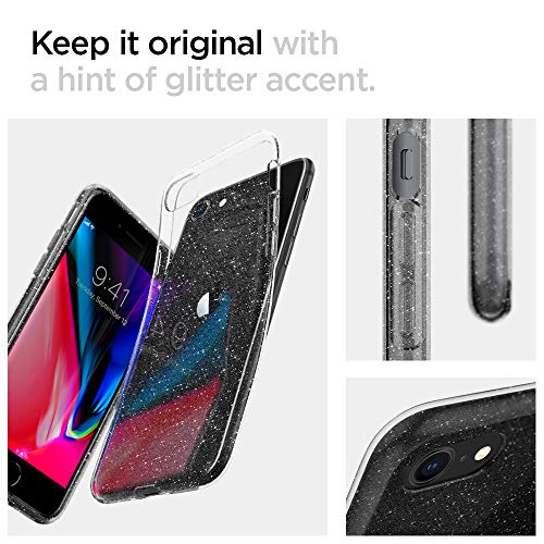 Spigen Funda Liquid Crystal Glitter Compatible con Apple iPhone SE(2020)/8/7, Protección Delgada de Gel Silicona y claridad Premium de TPU - Crystal Quartz - Imagen 2