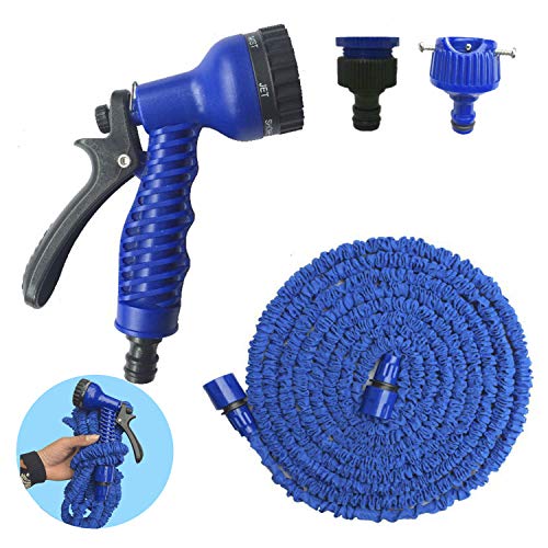 BNS Telescopic Water Pipe,Multi Function Car High-Pressure Car Wash Water Gun,Garden Gardening Watering Pipe,Expandable Garden Hose, Flexible Water Hose, Nozzles with 7 Water Spray Patterns【50FT】