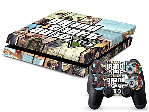 Playstation 4 + 2 Controller Aufkleber Schutzfolie Set - GTA V