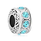 LovelyJewelry New Filigree Aquamarine Blue Crystal Birthstone Beads Fit Pandora Charms Bracelet Jewelry