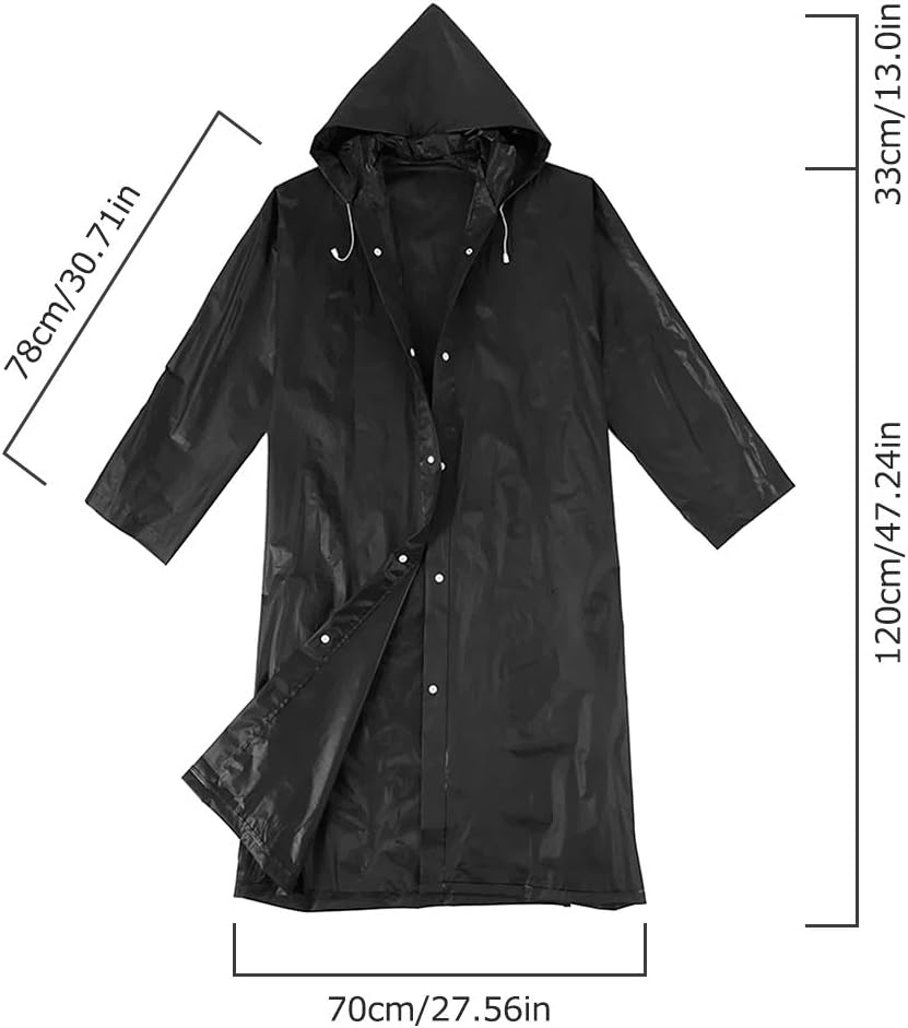 YTBUBOR 2 Pack Black Raincoat Portable Ponchos - Image 3