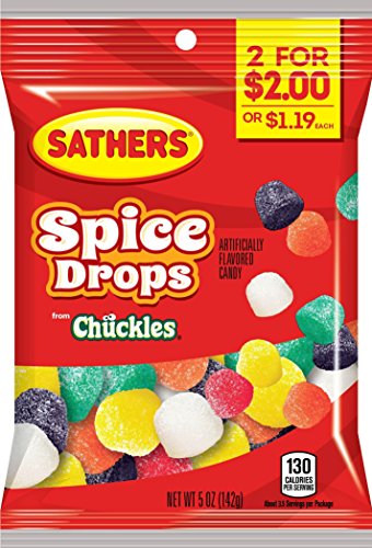 Sathers Spice Drops Gummy Candy, Sassafras/Clove/Spearmint/Cinnamon/Anise/Peppermint, 5 Ounce (Pack of 12)