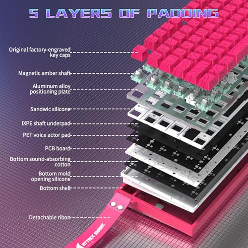 ATTACK SHARK R82 Wired 75% Gaming Keyboard, Magnetic Switches, 8K Hz, Ultra Precision 0.005 mm RT, RGB Backlighting, QWERTY, Sound Absorption, Includes C01ULTRA LED Cable (Contour Pink)