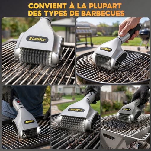 SOARFLY Electric Barbecue Brush, 210 Min Battery Life at 800 RPM, 20 kg Torque & Double LED Lighting, Electric Barbecue Brush For Men And Barbecue Enthusiasts