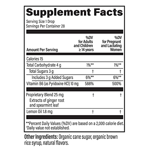 UPSPRING STOMACH SETTLE DROPS FOR OCCASIONAL NAUSEA RELIEF/UPSET STOMACH WITH GINGER, LEMON, SPEARMINT, AND B6. MINT FLAVOR DROPS, 28 CT(PACKAGING MAY VARY)