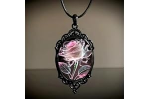 Gothic Rose Glass Necklace Women's Vintage Satanic Devil Pendant Halloween Rose Necklace Dark Punk Style Jewelry Gift Accesso