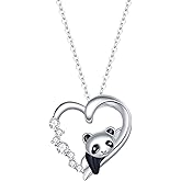 RUKYF 925 Sterling Silver Dog Paw Cat Panda Necklace for Women Cute Dainty Animal Pendant Necklace Gifts for Cat Mom Animals Lover…