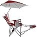 Sport-Brella 3-Position Recliner Chair with Removable Umbrella and Footrest, FireBrick Red