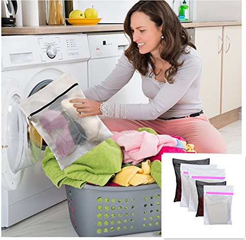 Clothes Laundry Saver Bag Dedicates Washing Bag Lingerie Garment Wash Bag for Washer Dryer Washing Machine Protector Underwear Hosiery Socks by KEREITH (pink black 5set)