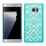 Samsung Galaxy Note 7 Case - Wydan Rubberized Damask Vintage Lace Print Hard Case Slim Matte Thin Cover - Teal