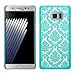 Samsung Galaxy Note 7 Case - Wydan Rubberized Damask Vintage Lace Print Hard Case Slim Matte Thin Cover - Teal