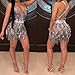 Women’s Warp Tie Party Dress – Ladies Sexy Deep V Neck Sleeveless Mini Dress – Shiny Sequin Back Crisscross Club Cocktail Dressthumb 1