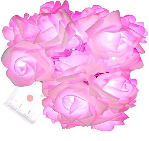 Sehon Battery Operated Rose Flower 20LEDs String Lights - Pink