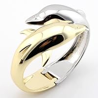 ANUSA Double Dolphin Bangles Bracelet Two Tone Plated Top
