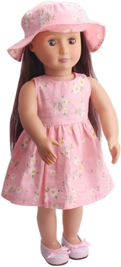 Sunward American Doll Clothes Wardrobe Makeover Dress and Hat (Fits for 18-inch)