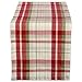 DII Orchard Plaid Collection Linen Tabletop Essentials, Table Runner, 14x72, Taupe/Red