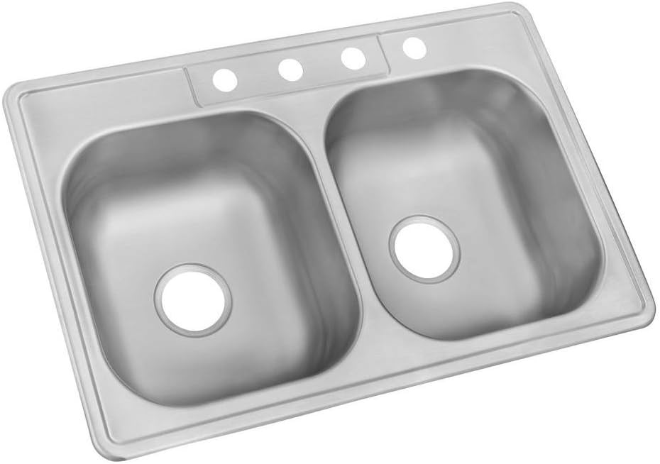 Glacier Bay Drop In Stainless Steel 33 In 4 Hole Double Bowl