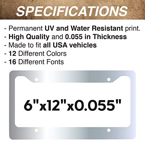 Custom License Plate Frame - Personalized License Plate Frame Covers with Custom Text & Pattern - Aluminum Metal Frames