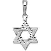 JewelryWeb 14k White Gold 3-d Religious Judaica Star of David High Polish Jewish 21.8mm long Pendant Necklace for Women