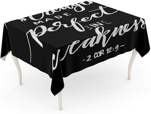 Lis Home Rectangle Nappe Christ Force Fait Parfait Dans La Faiblesse Bible Verse Main Citation Lettre De Citation Moderne Chretien Corinthien Nappe Amazon Fr Cuisine Maison