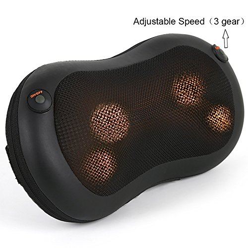 Yosager Shiatsu Massage Pillow Adjustable Speed Shiatsu Deep Kneading Massage Pillow with Heat for Back,Neck,Shoulder Pain