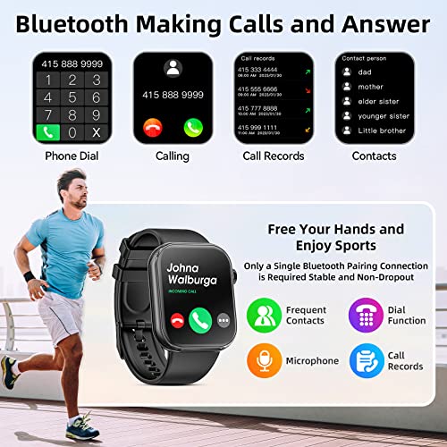 Smart Watch for Men Answer/Make Calls,1.83 Full Touch Screen Sports Smartwatch IP67 Waterproof Wacth for Men,Fitness Smart Watches with 24/7 Heart Rate Blood Oxygen Sleep Monitor for Android and iOS