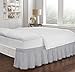 EASY FIT Pom Pom Elastic Wrap Around Bed Skirt, Easy On/Off Dust Ruffle (18 Inch Drop), Queen/King, Grey
